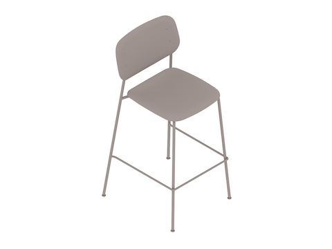 A generic rendering - Soft Edge Stool–Bar Height–Steel Legs–Polypropolene Seat and Back–Upholstered