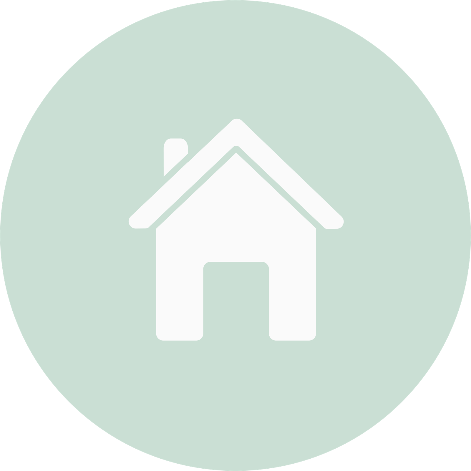 white icon of a house within a circle