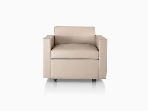 Tan Bevel Sofa Group Club Chair, viewed from the front.
