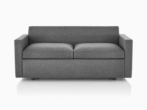 Gray Bevel Sofa Group Settee, viewed from the front.
