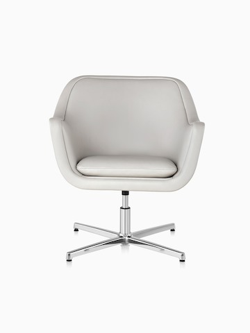 White leather Bumper Chair with a four-star base, viewed from the front.