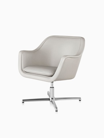White leather Bumper Chair with a four-star base, viewed from a 45-degree angle. 