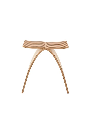 Front view of a Capelli Stool in a light wood finish.