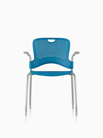 Blue Caper Stacking Chair, viewed from the front.