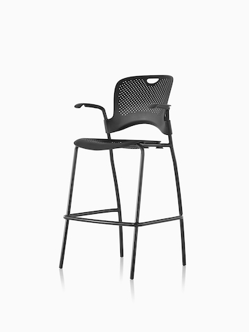 Black Caper Stacking Stool. Select to go to the Caper Stacking Stool product page.