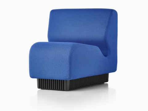 A blue Chadwick Modular Seating inside wedge, viewed from a 45-degree angle.