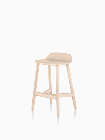 Crosshatch Stool in a light wood finish. Select to go to the Crosshatch Stool product page.