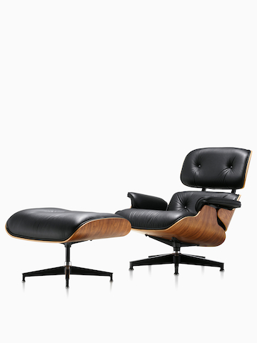 Black Eames Lounge Chair. Select to go to the Eames Lounge Chair and Ottoman product page. 