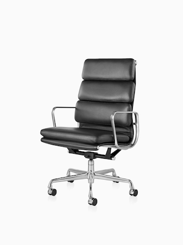 Black Eames Soft Pad Chair. Select to go to the Eames Soft Pad Chairs product page. 