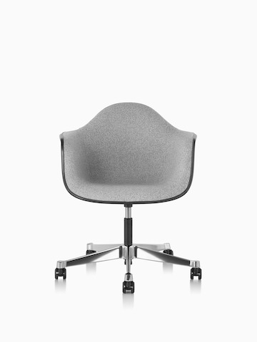 Eames Task Chair with gray fiberglass shell and gray upholstery.