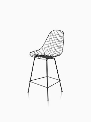 Eames Wire Stool Outdoor with black finish in counter height. Select to go to the Eames Wire Stool Outdoor product page.