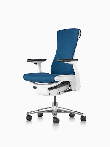 Silla de oficina azul Embody. Seleccione para ir a la página del producto Embody Chairs.