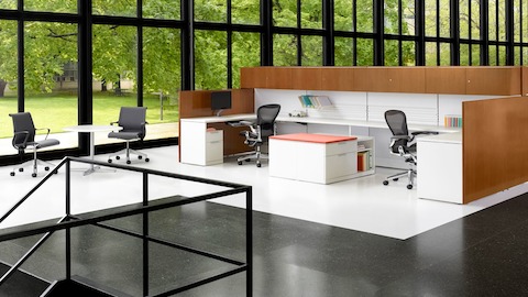 Ethospace workstations with black Aeron ergonomic work chairs.