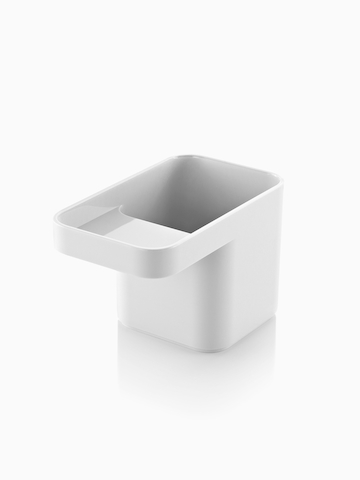 A white Formwork Pencil Cup with two compartments. Select to go to the Formwork Pencil Cup product page.