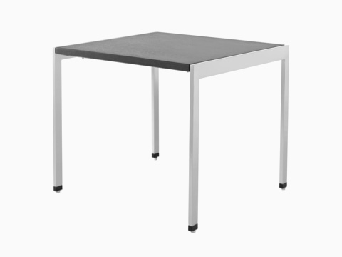 An H Frame side table with a black top. 
