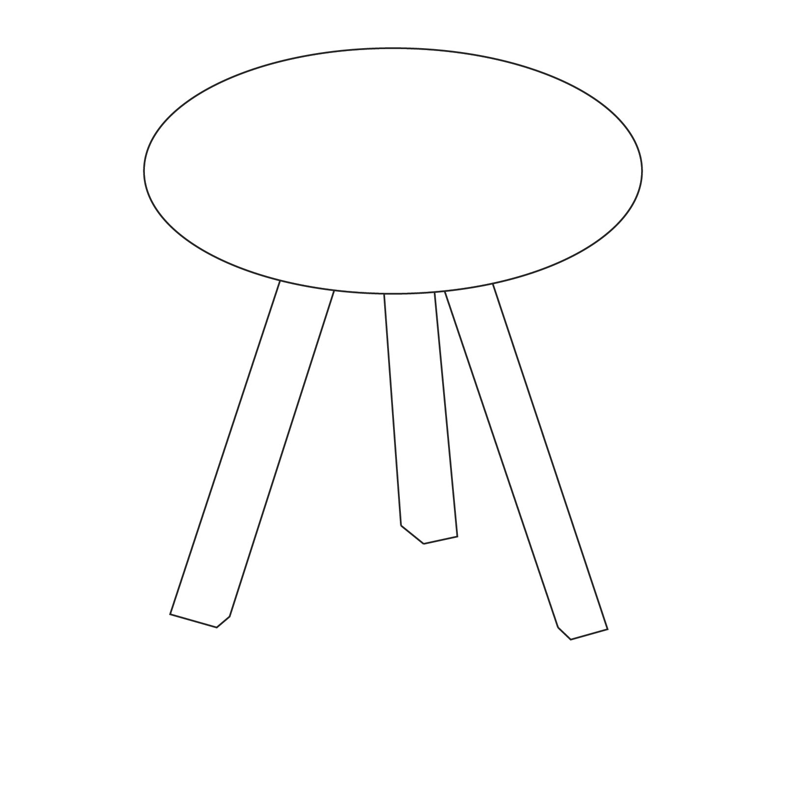 A line drawing of Copenhague Side Table–Round.