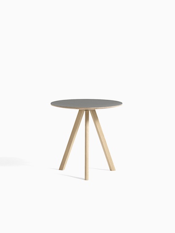 gray Copenhague Side Table with wooden legs, viewed from the front.