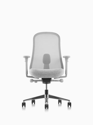 Gray Lino Chair with adjustable sacral lumbar support.