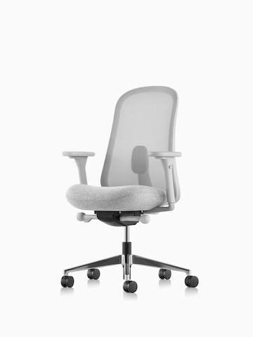 Gray Lino Chair with adjustable sacral lumbar support. Select to go to the Lino Chairs product page.