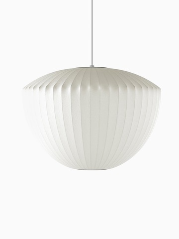A white hanging lamp. Select to go to the Nelson Apple Bubble Pendant product page.
