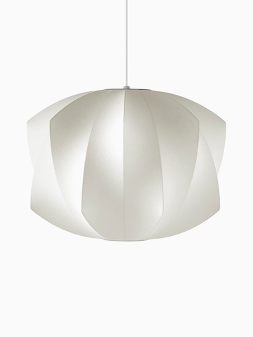 A white hanging lamp. Select to go to the Nelson Propeller Bubble Pendant product page.
