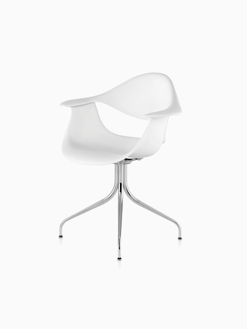 White Nelson Swag Leg Armchair, viewed from a 45-degree angle.