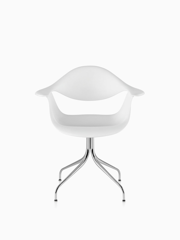 White Nelson Swag Leg Armchair, viewed from the front.