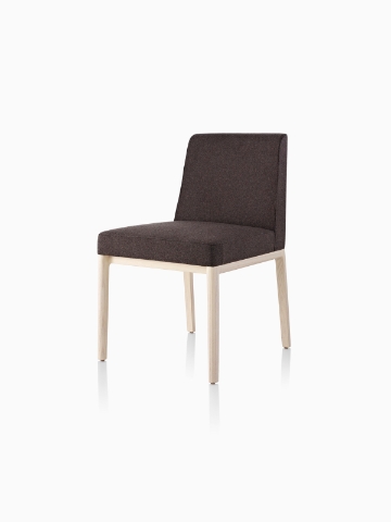Black Nessel Chair without arms, viewed from the front at an angle.