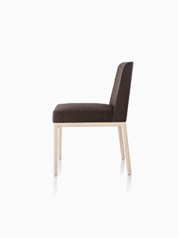 Black Nessel Chair without arms, viewed from the side.