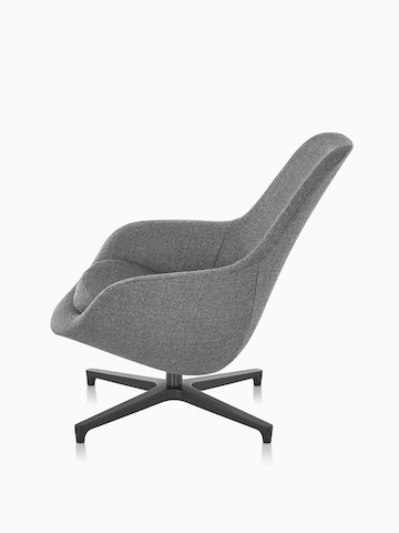 Profile view of a gray Saiba Lounge Chair.