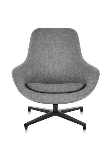 Front view of a gray Saiba Lounge Chair, showing the contoured high back.