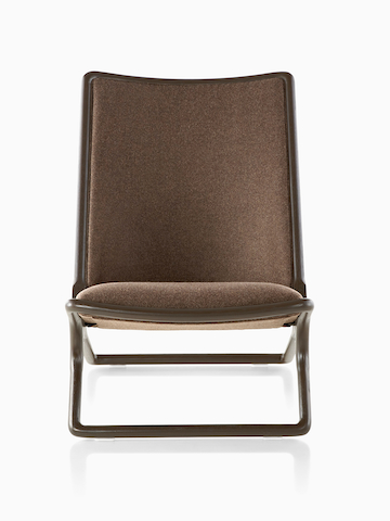 Brown Scissor Chair, viewed from the front.