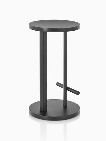 Occasional-height Spot Stool in ebony with black finish, viewed from the back at an angle.