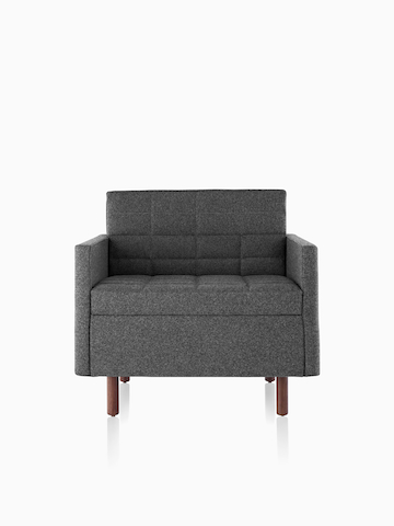 Dark gray Tuxedo Classic Lounge Chair, viewed from the front.