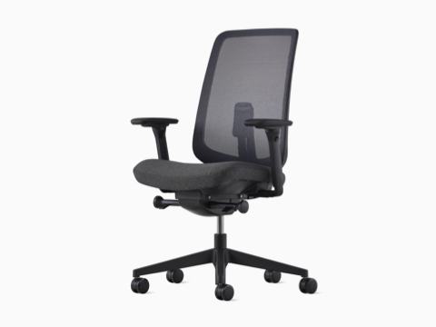 A black Verus Chair with a black suspension back.