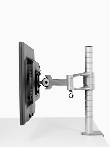 A single monitor attached to a Wishbone Monitor Arm post.