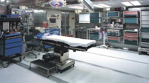 A mobile surgery unit outfitted with Co/Struc modular storage lockers. 