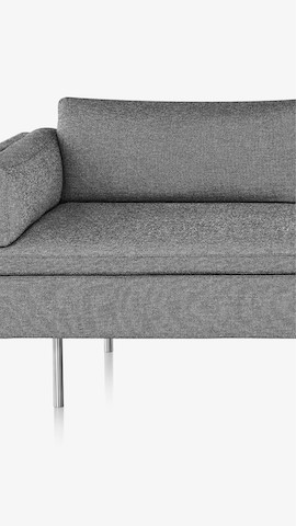 Partial view of a light gray Bolster Sofa. Select to see sofas available from the Herman Miller Store.