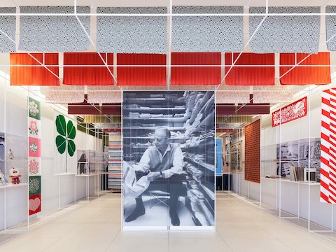 The space was produced with Brooklyn-based design firm Standard Issue. An archival exhibit introduces visitors to Girard's many talents and diverse body of work.