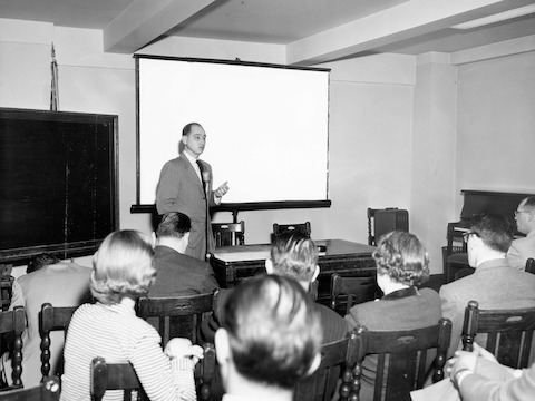 George Nelson at a sales conference in 1952