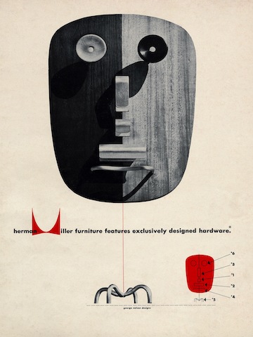 Hardware design print advertisement by Irving Harper for Herman Miller, 1948