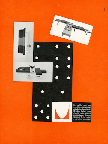 Modular group seating print advertisement by Irving Harper for Herman Miller, 1960
