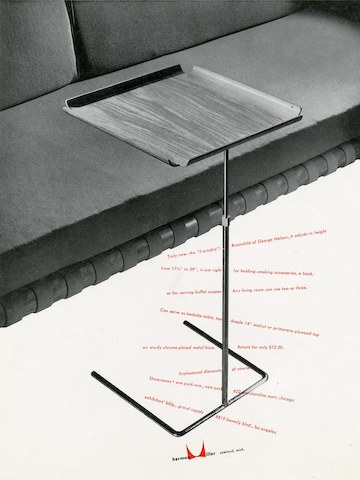 George Nelson’s “Tra-Table” print advertisement by Irving Harper for Herman Miller, 1950
