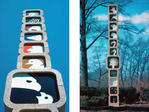 Wayfinding totems from the National Zoo in Washington DC.