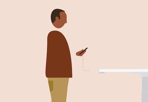 An illustration of a man checking his smartphone.