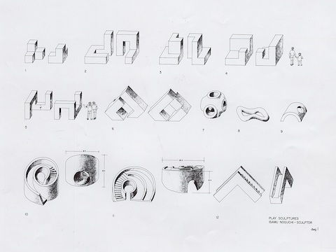 Noguchi study model drawings for play equipment, 1966.