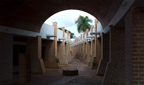 A brick passageway at the Escuelas Nacionales de Arte in Cuba.