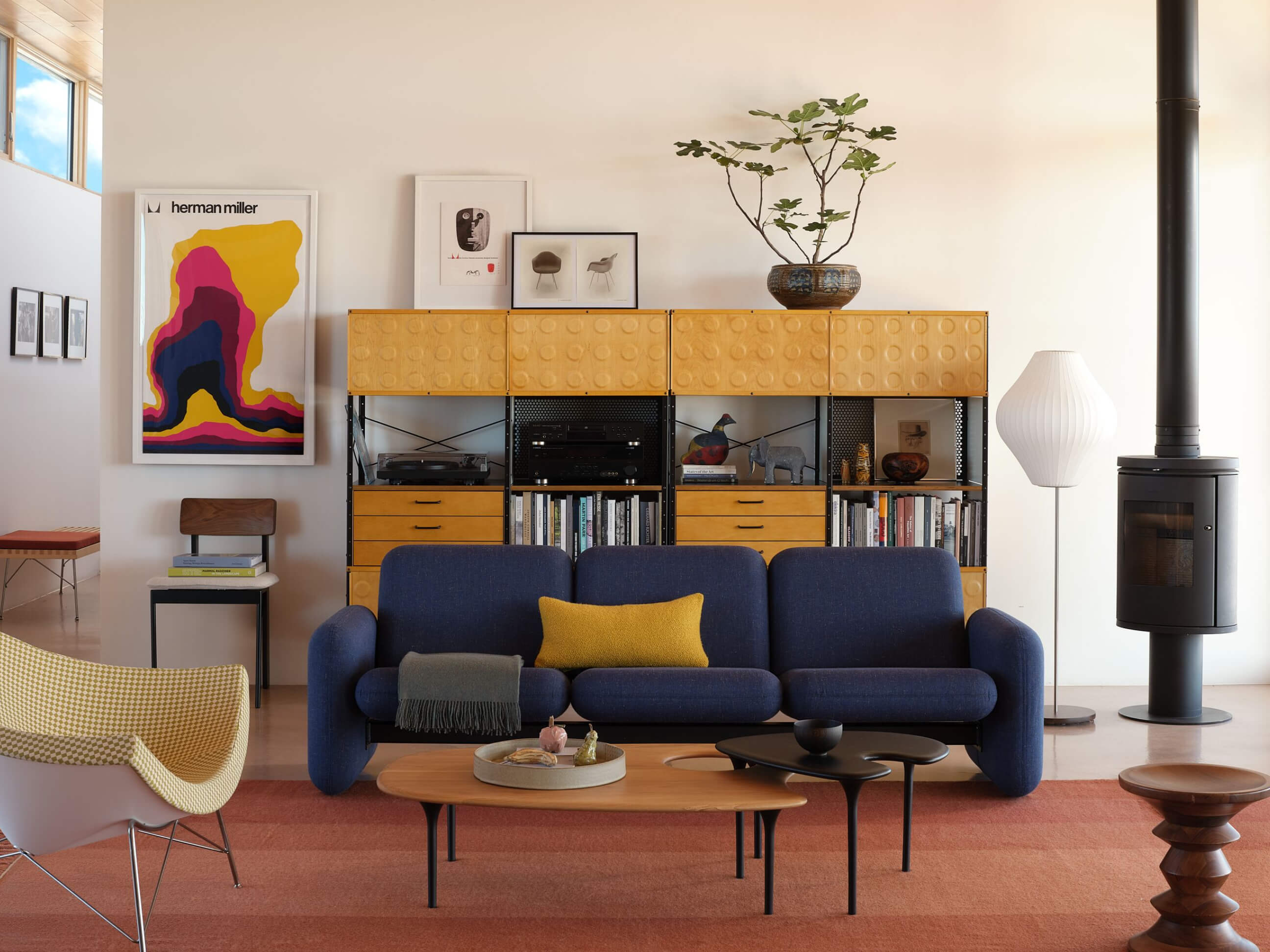 A modern living room featuring timeless classics by Ray Wilkes, George Nelson, Charles and Ray Eames. A modern living room featuring timeless classics by Ray Wilkes, George Nelson, Charles and Ray Eames.