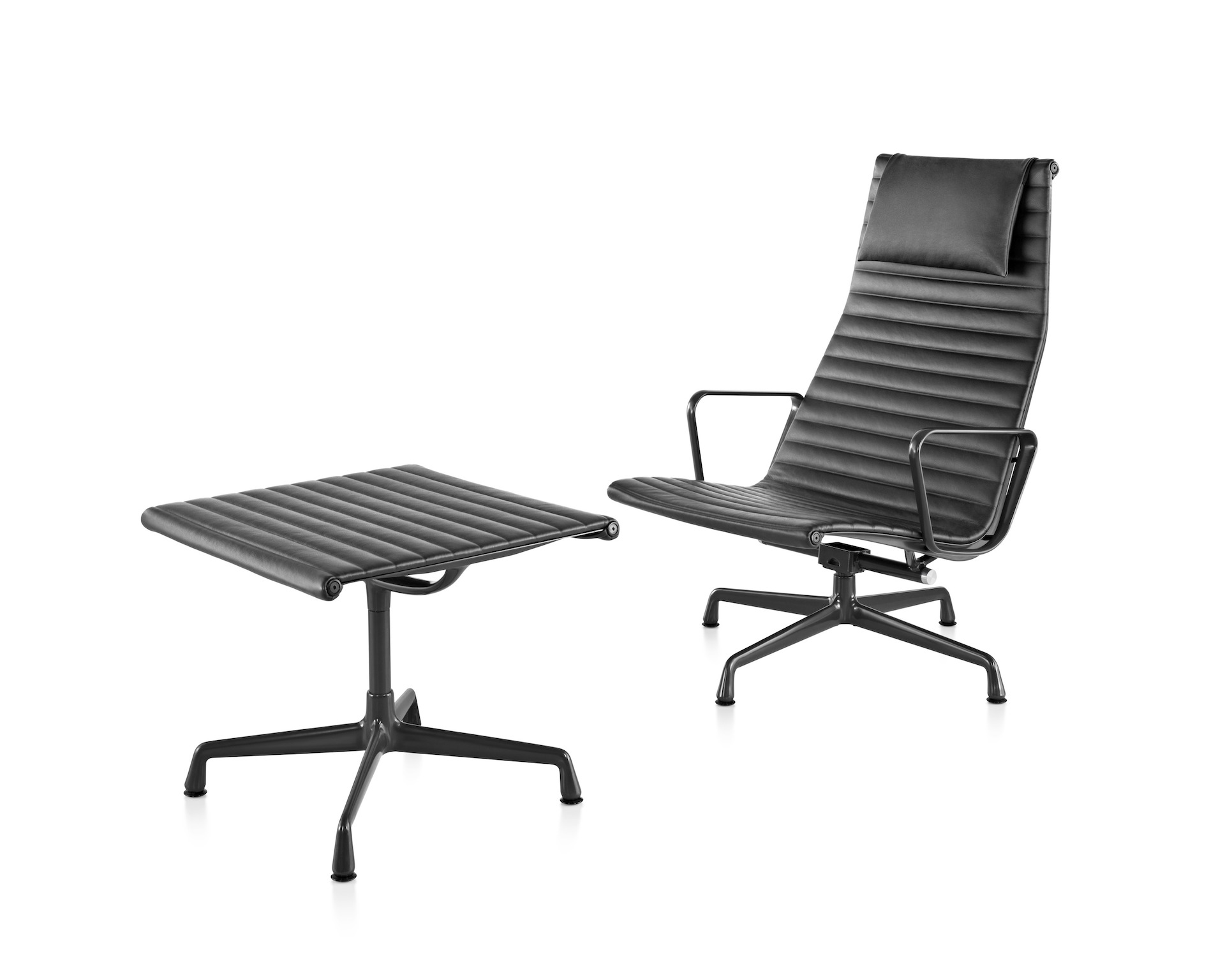 Eames Aluminum Group Lounge Chair and Ottoman Herman Miller