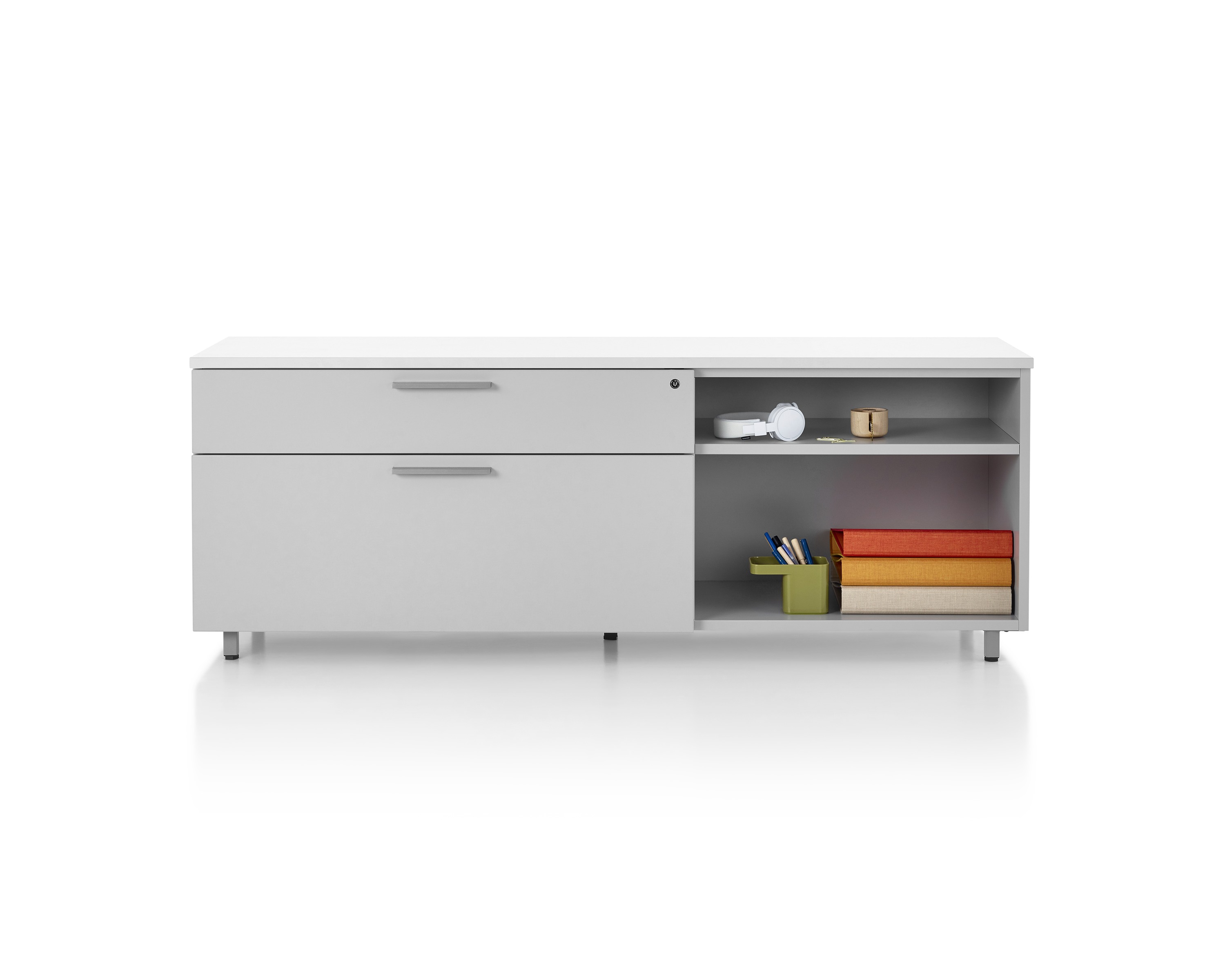 Tu Wood Credenza Open with Box File Herman Miller